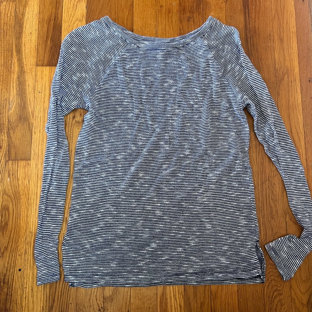 GAP Navy and White Striped Long Sleeve Tee